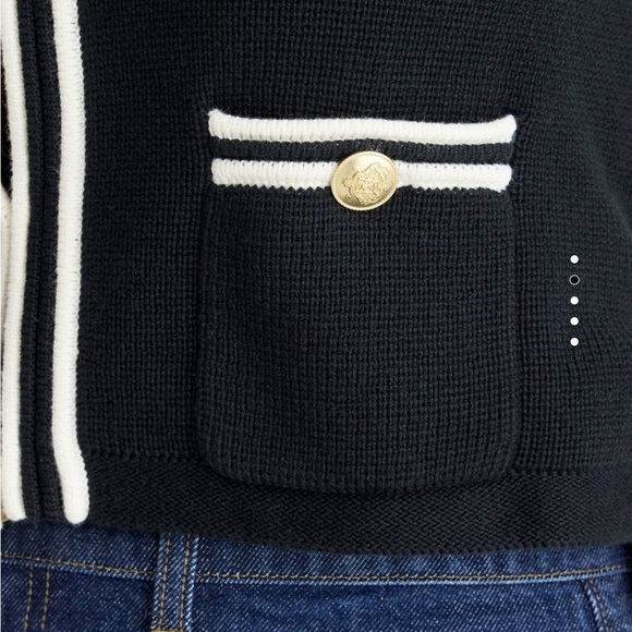 J. Crew Emilie Sweater Lady Jacket - Black and White Striped Contrast Trim - Picture 5 of 14